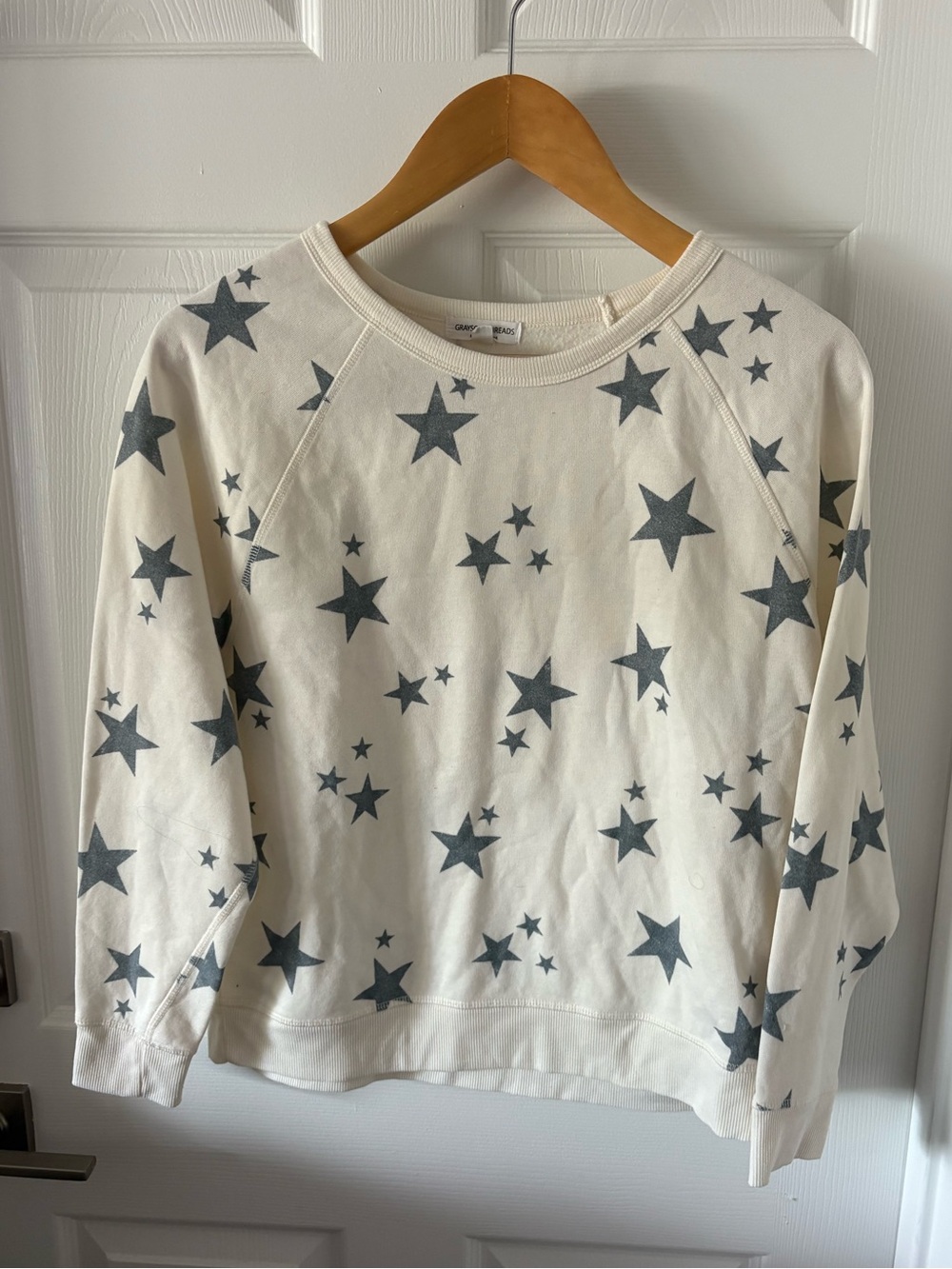 Grayson Threads White & Gray Star Print Crewneck Sweatshirt Size M
